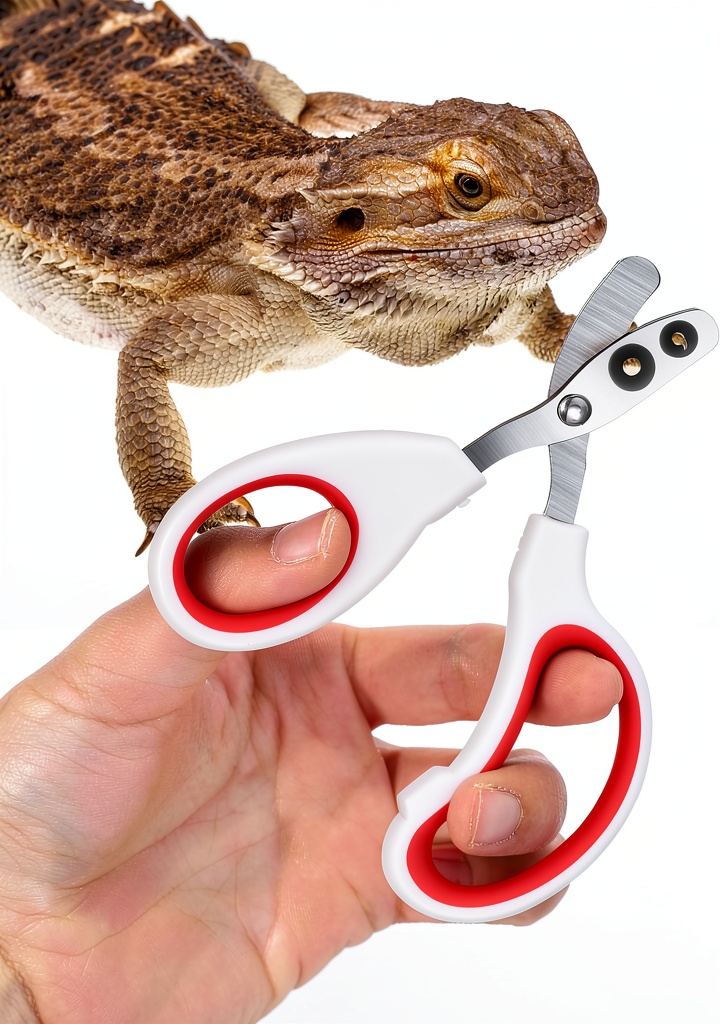 Quilax bearded dragon nail clippers being used on a lizard